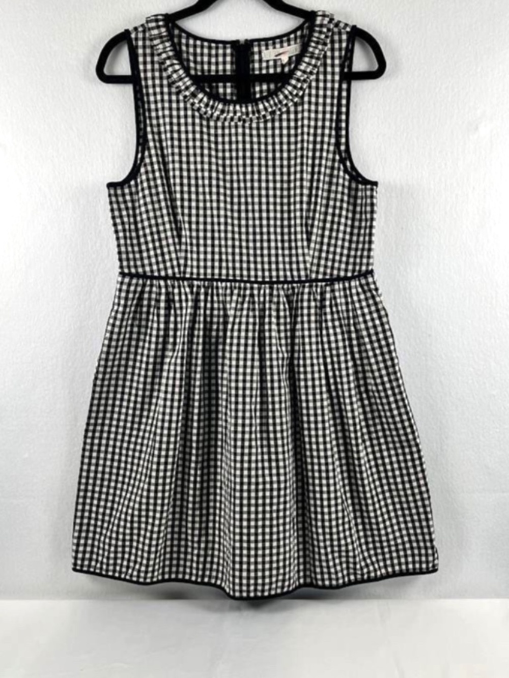 NWT Alexa Chung for Madewell Ruffle Gingham Dress Black White Sz 12 Cottagecore